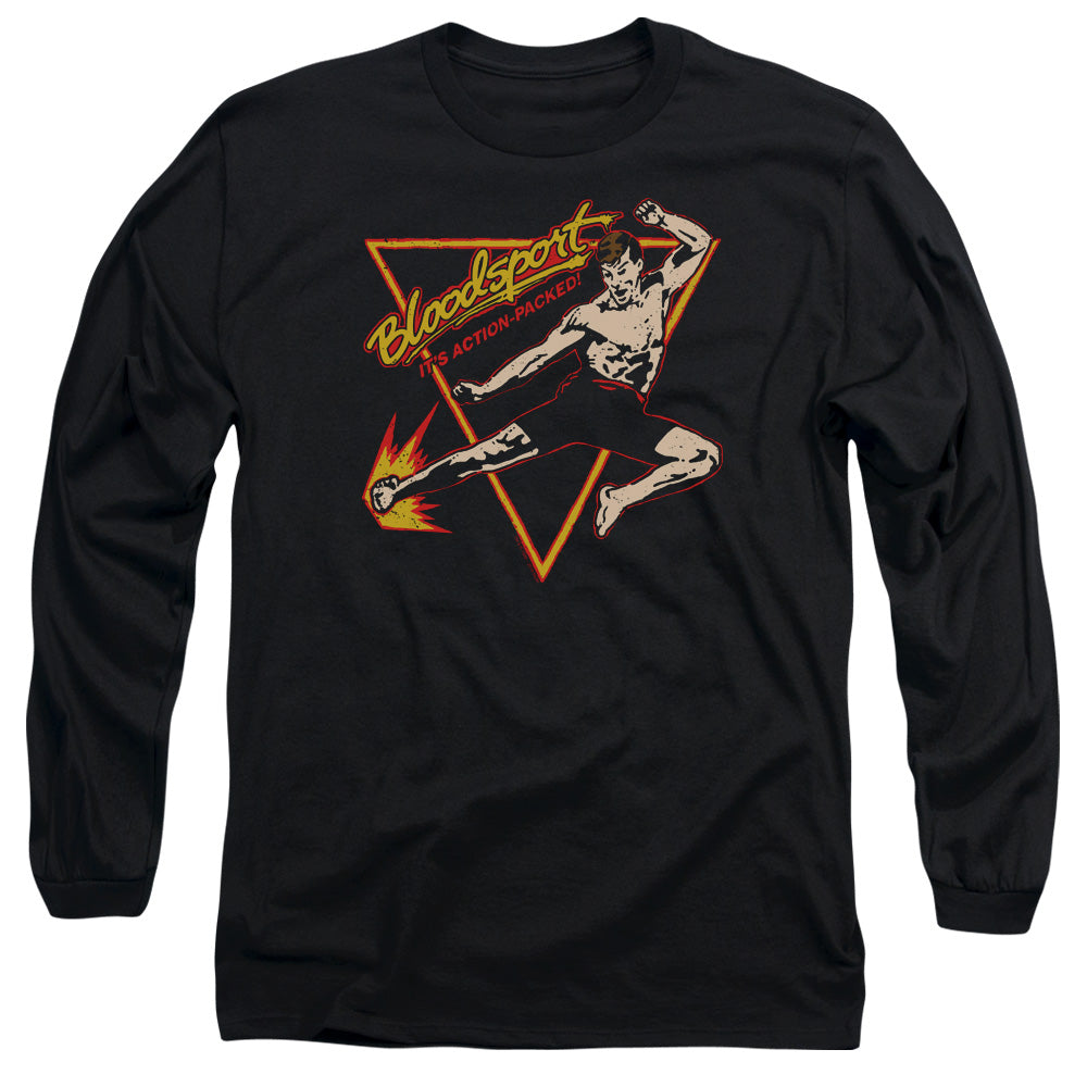 AN OFFCIALLY LICENSED BLOODSPORT ACTION PACKED MEN'S LONG SLEEVE T-SHIRT BLACK