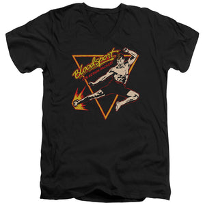 AN OFFCIALLY LICENSED BLOODSPORT ACTION PACKED MEN'S V-NECK T-SHIRT BLACK