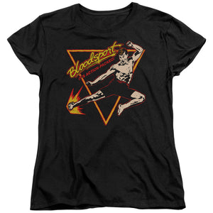 AN OFFCIALLY LICENSED BLOODSPORT ACTION PACKED WOMEN'S REGULAR FIT T-SHIRT BLACK