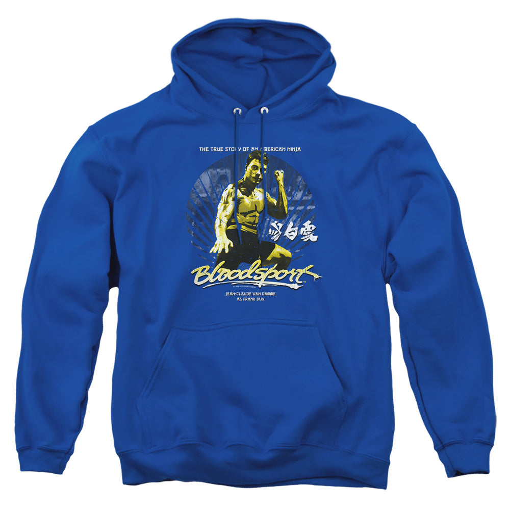 AN OFFCIALLY LICENSED BLOODSPORT AMERICAN NINJA ADULT UNISEX PULLOVER HOODIE ROYAL