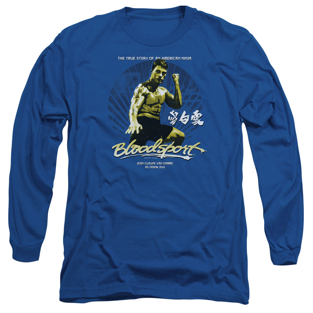 AN OFFCIALLY LICENSED BLOODSPORT AMERICAN NINJA MEN'S LONG SLEEVE T-SHIRT ROYAL