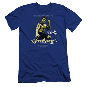 AN OFFCIALLY LICENSED BLOODSPORT AMERICAN NINJA MEN'S PREMIUM SLIM FIT T-SHIRT ROYAL