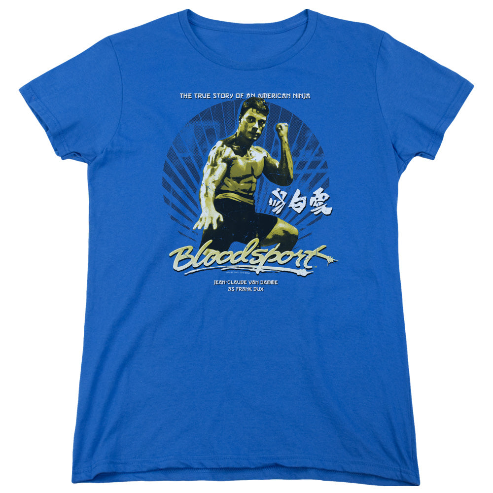 AN OFFCIALLY LICENSED BLOODSPORT AMERICAN NINJA WOMEN'S REGULAR FIT T-SHIRT ROYAL