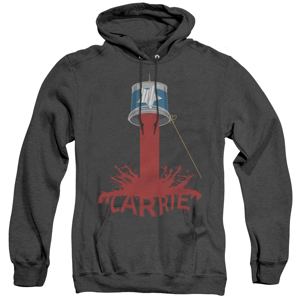 AN OFFCIALLY LICENSED CARRIE BUCKET OF BLOOD ADULT UNISEX HEATHER PULLOVER HOODIE BLACK