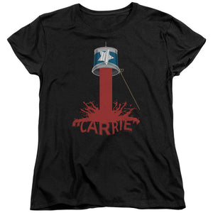 AN OFFCIALLY LICENSED CARRIE BUCKET OF BLOOD WOMEN'S REGULAR FIT T-SHIRT BLACK
