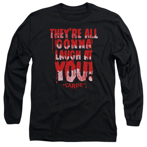 AN OFFCIALLY LICENSED CARRIE LAUGH AT YOU MEN'S LONG SLEEVE T-SHIRT BLACK