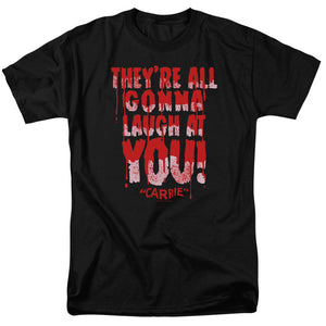 AN OFFCIALLY LICENSED CARRIE LAUGH AT YOU MEN'S REGULAR FIT T-SHIRT BLACK