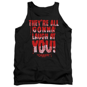 AN OFFCIALLY LICENSED CARRIE LAUGH AT YOU ADULT UNISEX TANK TOP BLACK