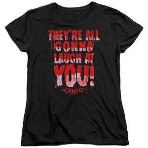 AN OFFCIALLY LICENSED CARRIE LAUGH AT YOU WOMEN'S REGULAR FIT T-SHIRT BLACK