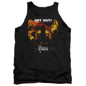 AN OFFCIALLY LICENSED AMITYVILLE HORROR GET OUT ADULT UNISEX TANK TOP BLACK