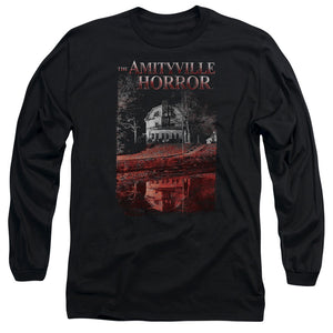 AN OFFCIALLY LICENSED AMITYVILLE HORROR COLD BLOOD MEN'S LONG SLEEVE T-SHIRT BLACK
