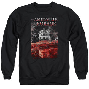 AN OFFCIALLY LICENSED AMITYVILLE HORROR COLD BLOOD ADULT UNISEX CREWNECK SWEATSHIRT BLACK