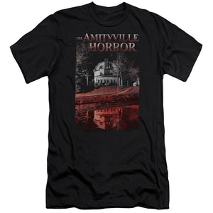 AN OFFCIALLY LICENSED AMITYVILLE HORROR COLD BLOOD MEN'S PREMIUM SLIM FIT T-SHIRT BLACK