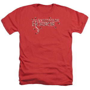 AN OFFCIALLY LICENSED AMITYVILLE HORROR FLIES MEN'S HEATHER T-SHIRT RED