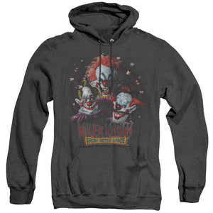 AN OFFCIALLY LICENSED KILLER KLOWNS FROM OUTER SPACE KILLER KLOWNS ADULT UNISEX HEATHER PULLOVER HOODIE BLACK