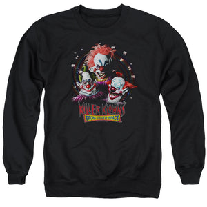 AN OFFCIALLY LICENSED KILLER KLOWNS FROM OUTER SPACE KILLER KLOWNS ADULT UNISEX CREWNECK SWEATSHIRT BLACK