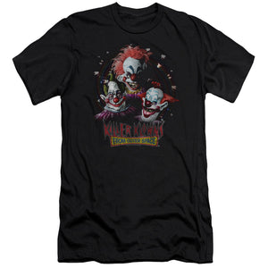 AN OFFCIALLY LICENSED KILLER KLOWNS FROM OUTER SPACE KILLER KLOWNS MEN'S PREMIUM SLIM FIT T-SHIRT BLACK