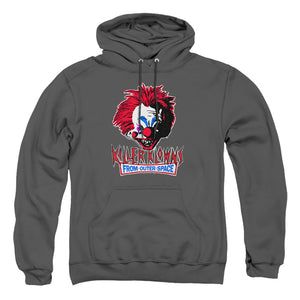 AN OFFCIALLY LICENSED KILLER KLOWNS FROM OUTER SPACE ROUGH CLOWN ADULT UNISEX PULLOVER HOODIE CHARCOAL
