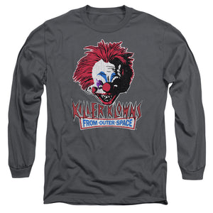 AN OFFCIALLY LICENSED KILLER KLOWNS FROM OUTER SPACE ROUGH CLOWN MEN'S LONG SLEEVE T-SHIRT CHARCOAL