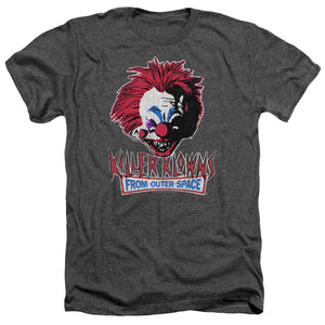 AN OFFCIALLY LICENSED KILLER KLOWNS FROM OUTER SPACE ROUGH CLOWN MEN'S HEATHER T-SHIRT CHARCOAL