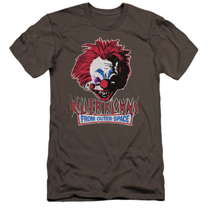 AN OFFCIALLY LICENSED KILLER KLOWNS FROM OUTER SPACE ROUGH CLOWN MEN'S PREMIUM SLIM FIT T-SHIRT CHARCOAL
