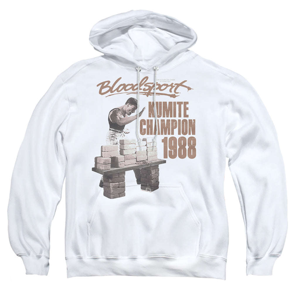 AN OFFCIALLY LICENSED BLOODSPORT DUX SMASH ADULT UNISEX PULLOVER HOODIE WHITE