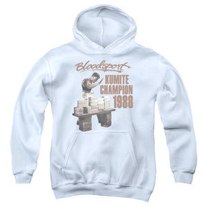 AN OFFCIALLY LICENSED BLOODSPORT DUX SMASH YOUTH HOODIE WHITE