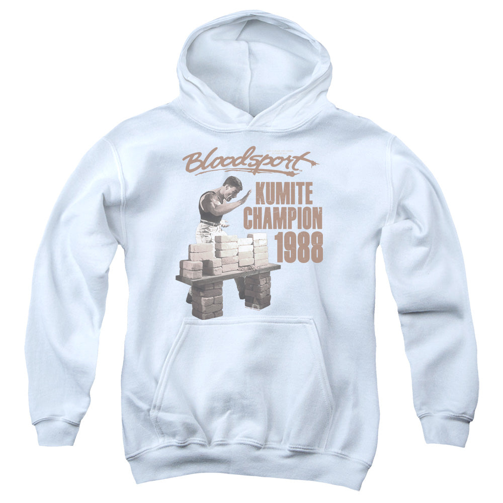 AN OFFCIALLY LICENSED BLOODSPORT DUX SMASH YOUTH HOODIE WHITE