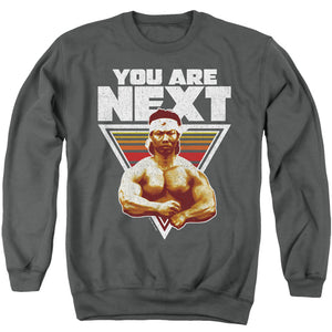 AN OFFCIALLY LICENSED BLOODSPORT YOU ARE NEXT ADULT UNISEX CREWNECK SWEATSHIRT CHARCOAL