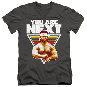 AN OFFCIALLY LICENSED BLOODSPORT YOU ARE NEXT MEN'S V-NECK T-SHIRT CHARCOAL
