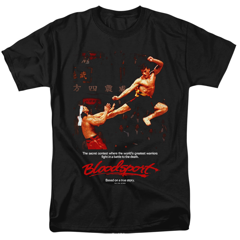 AN OFFCIALLY LICENSED BLOODSPORT BLOODSPORT POSTER MEN'S REGULAR FIT T-SHIRT BLACK