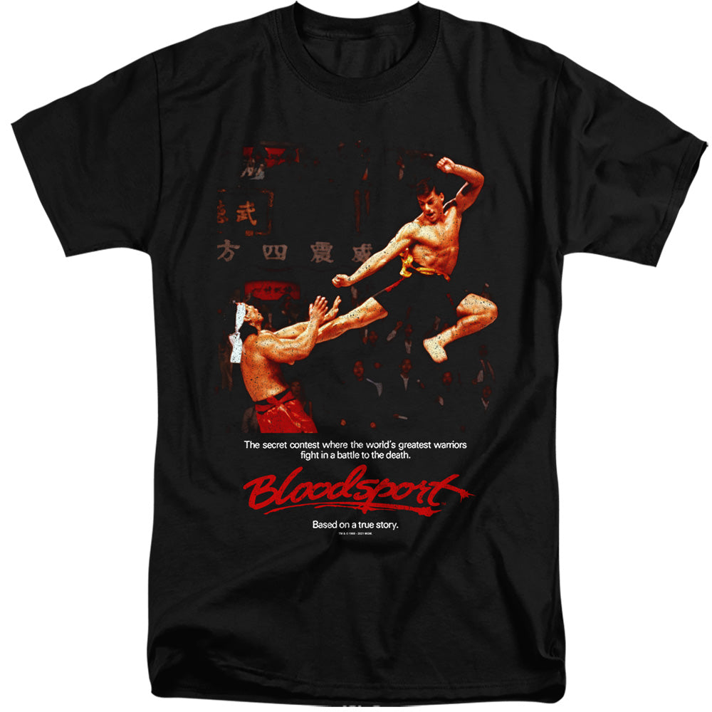 AN OFFCIALLY LICENSED BLOODSPORT BLOODSPORT POSTER MEN'S TALL FIT T-SHIRT BLACK