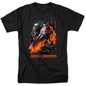 AN OFFCIALLY LICENSED ARMY OF DARKNESS PAINTED EVIL MEN'S REGULAR FIT T-SHIRT BLACK