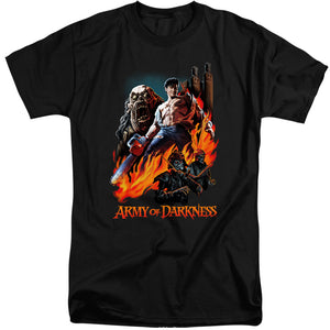 AN OFFCIALLY LICENSED ARMY OF DARKNESS PAINTED EVIL MEN'S TALL FIT T-SHIRT BLACK