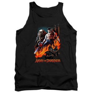 AN OFFCIALLY LICENSED ARMY OF DARKNESS PAINTED EVIL ADULT UNISEX TANK TOP BLACK