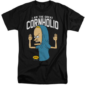 AN OFFCIALLY LICENSED BEAVIS AND BUTTHEAD CORNHOLIO MEN'S TALL FIT T-SHIRT BLACK