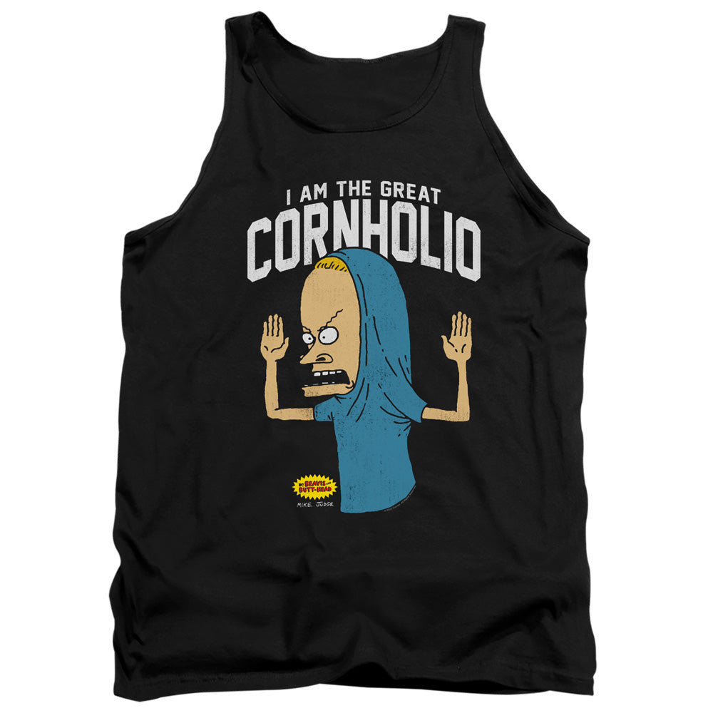 AN OFFCIALLY LICENSED BEAVIS AND BUTTHEAD CORNHOLIO ADULT UNISEX TANK TOP BLACK