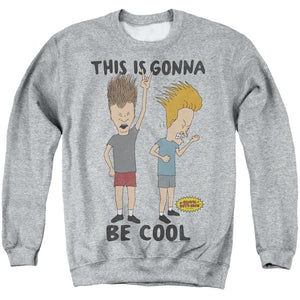 AN OFFCIALLY LICENSED BEAVIS AND BUTTHEAD GONNA BE COOL ADULT UNISEX CREWNECK SWEATSHIRT ATHLETIC HEATHER