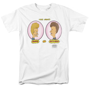 AN OFFCIALLY LICENSED BEAVIS AND BUTTHEAD HEADS IN OVALS MEN'S REGULAR FIT T-SHIRT WHITE