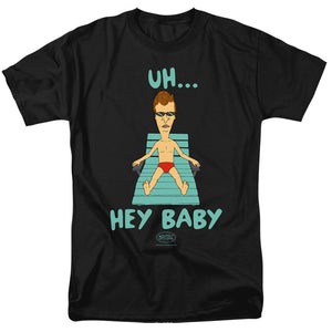 AN OFFCIALLY LICENSED BEAVIS AND BUTTHEAD UH HEY BABY MEN'S REGULAR FIT T-SHIRT BLACK