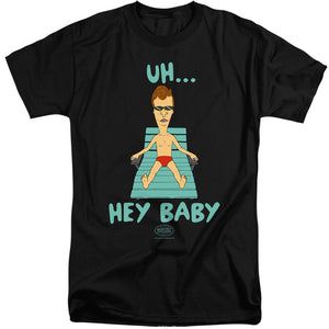 AN OFFCIALLY LICENSED BEAVIS AND BUTTHEAD UH HEY BABY MEN'S TALL FIT T-SHIRT BLACK