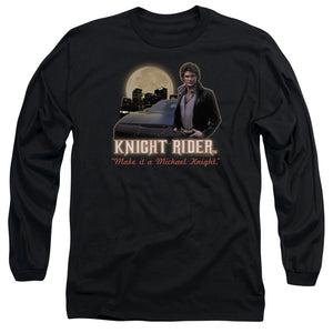 AN OFFCIALLY LICENSED KNIGHT RIDER FULL MOON MEN'S LONG SLEEVE T-SHIRT BLACK
