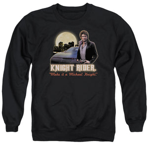 AN OFFCIALLY LICENSED KNIGHT RIDER FULL MOON ADULT UNISEX CREWNECK SWEATSHIRT BLACK
