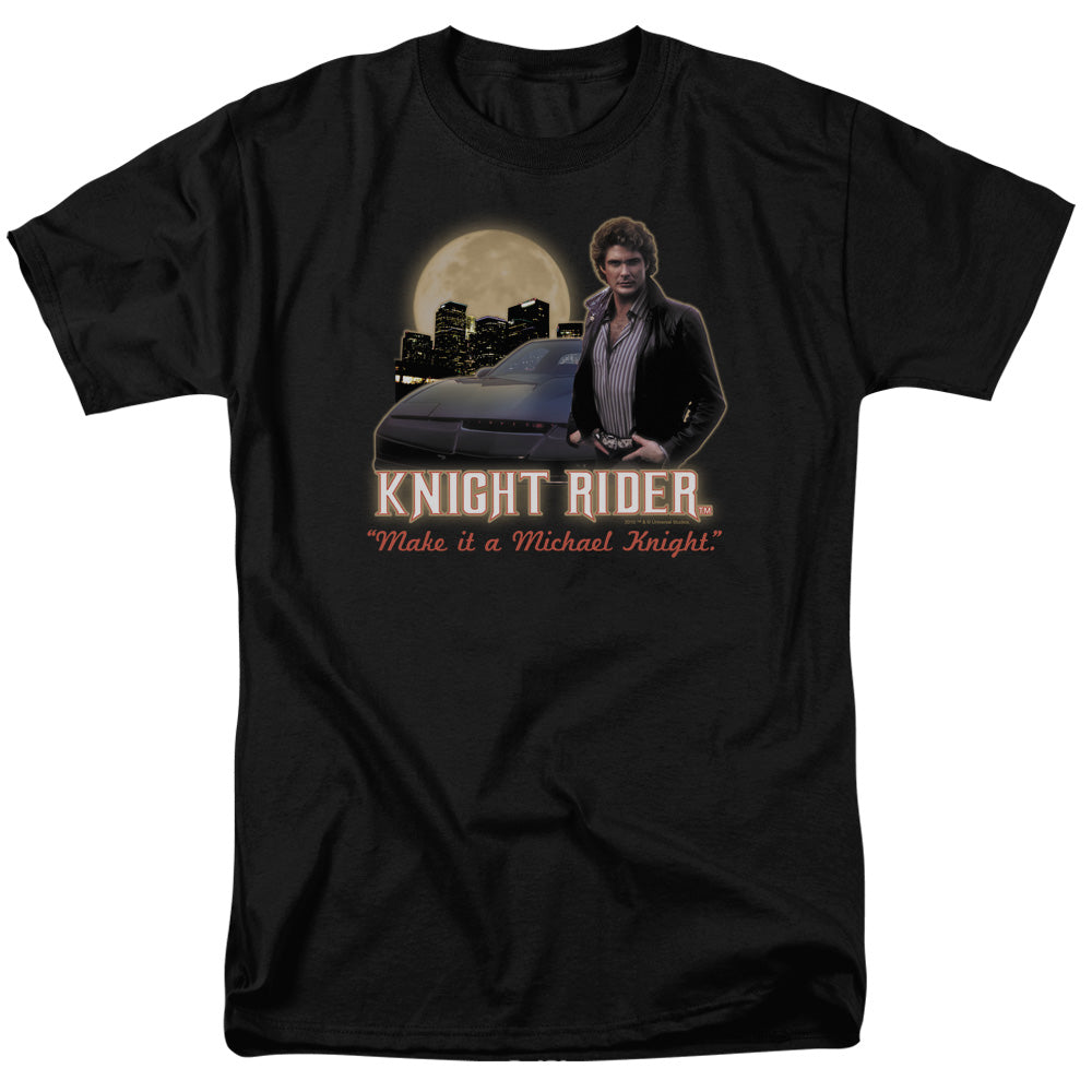 AN OFFCIALLY LICENSED KNIGHT RIDER FULL MOON MEN'S REGULAR FIT T-SHIRT BLACK