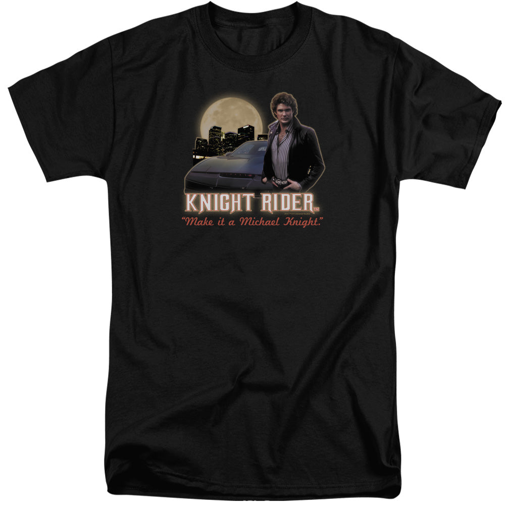 AN OFFCIALLY LICENSED KNIGHT RIDER FULL MOON MEN'S TALL FIT T-SHIRT BLACK
