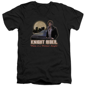 AN OFFCIALLY LICENSED KNIGHT RIDER FULL MOON MEN'S V-NECK T-SHIRT BLACK