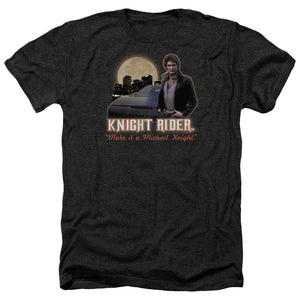 AN OFFCIALLY LICENSED KNIGHT RIDER FULL MOON MEN'S HEATHER T-SHIRT CHARCOAL