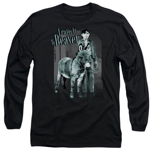 AN OFFCIALLY LICENSED LEAVE IT TO BEAVER UP TO SOMETHING MEN'S LONG SLEEVE T-SHIRT BLACK
