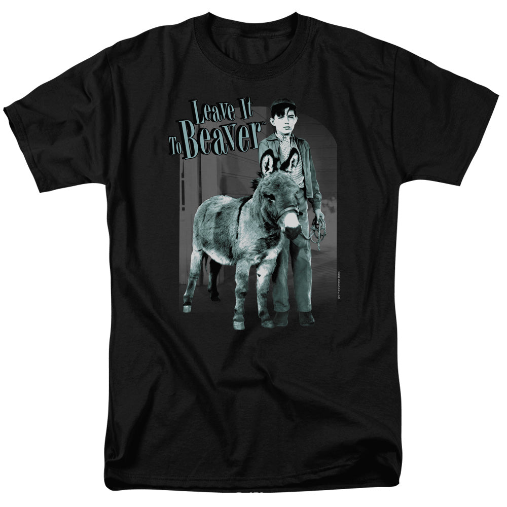 AN OFFCIALLY LICENSED LEAVE IT TO BEAVER UP TO SOMETHING MEN'S REGULAR FIT T-SHIRT BLACK