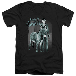 AN OFFCIALLY LICENSED LEAVE IT TO BEAVER UP TO SOMETHING MEN'S V-NECK T-SHIRT BLACK